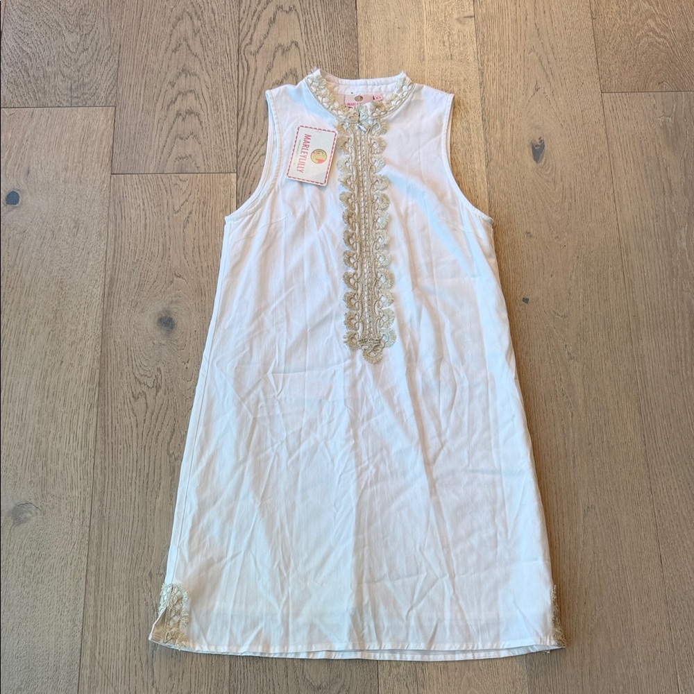 MarleyLilly White Dress with Gold Embellished Accents – Size XS – NWT